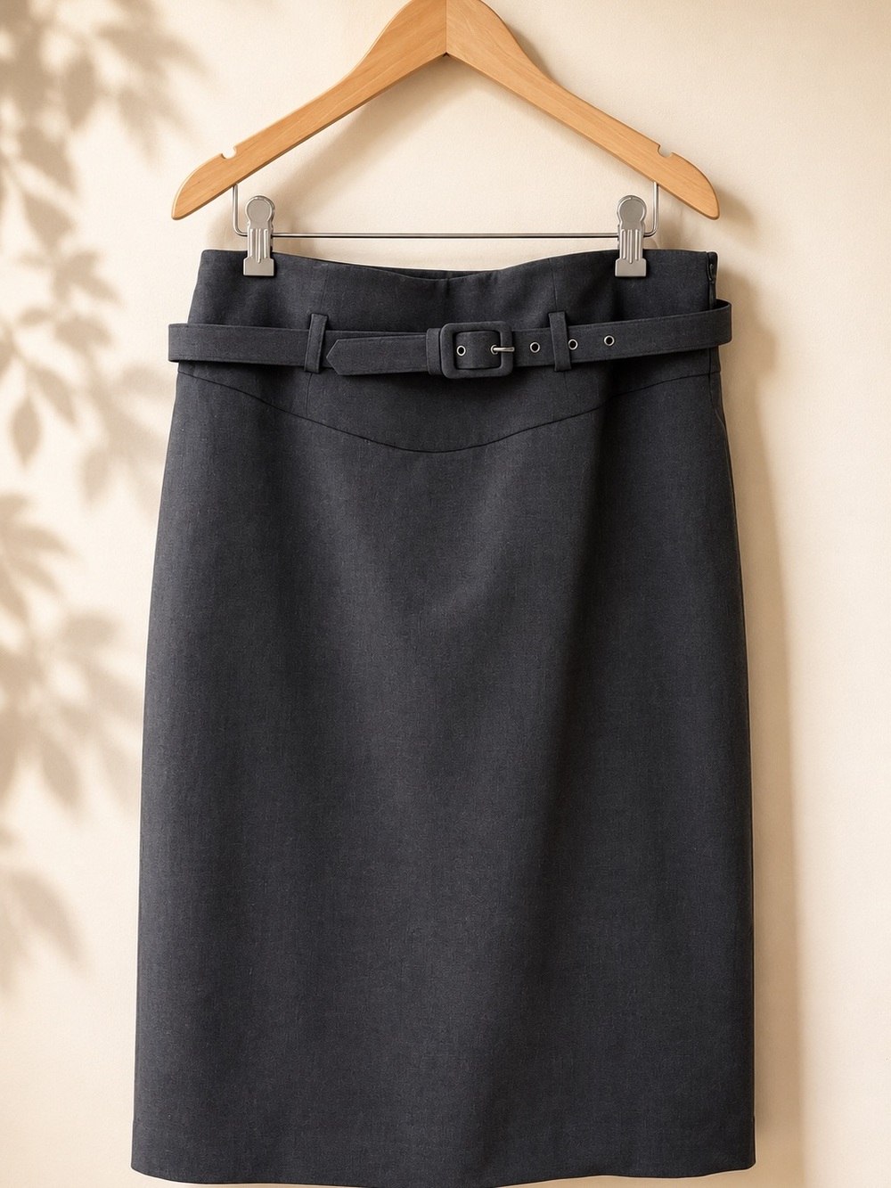 Nine West Charcoal Gray Belted Pencil Skirt Size 8 Career Office Workwear